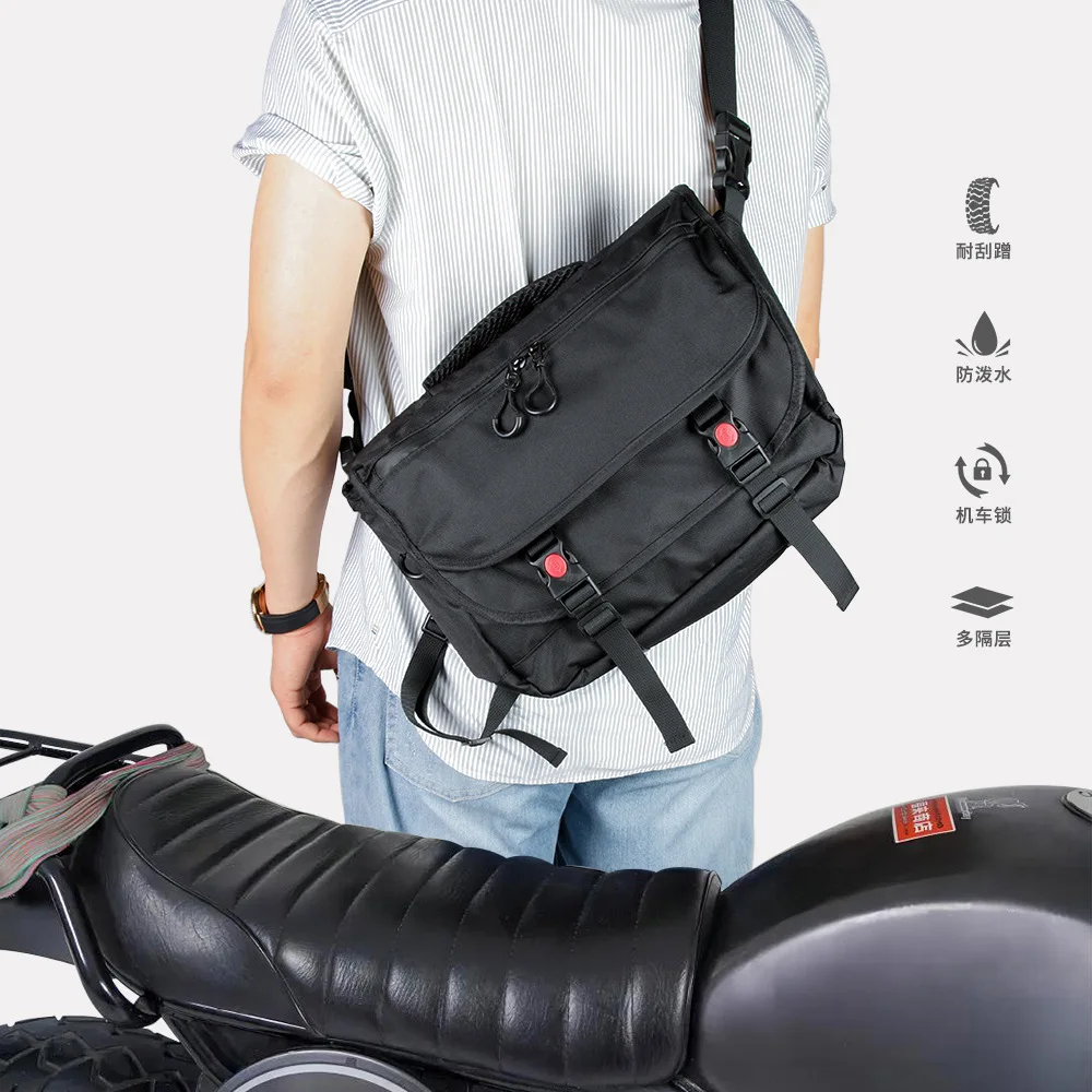 Cycling Crossbody Bag Nylon Waterproof Men's Shoulder Bag Large Capacity Simple Computer Commuter Functional Car Messenger Bag