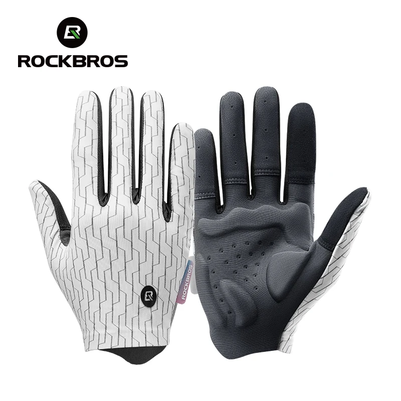 ROCKBROS Atmungsaktive Fahrradhandschuhe Vollfinger MTB Straßensport Fahrrad Lange Handschuhe Stoßdämpfung SBR Touchscreen Fahrradhandschuhe