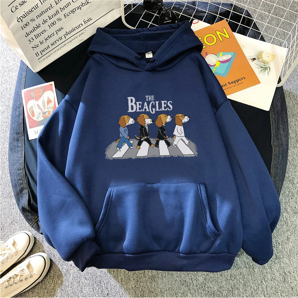 the beagles Printed men Hoodies Breathable Comfortable Pocket Sweatshirt Autumn Winter Fleece Warm Pullover man Woman Streetwear