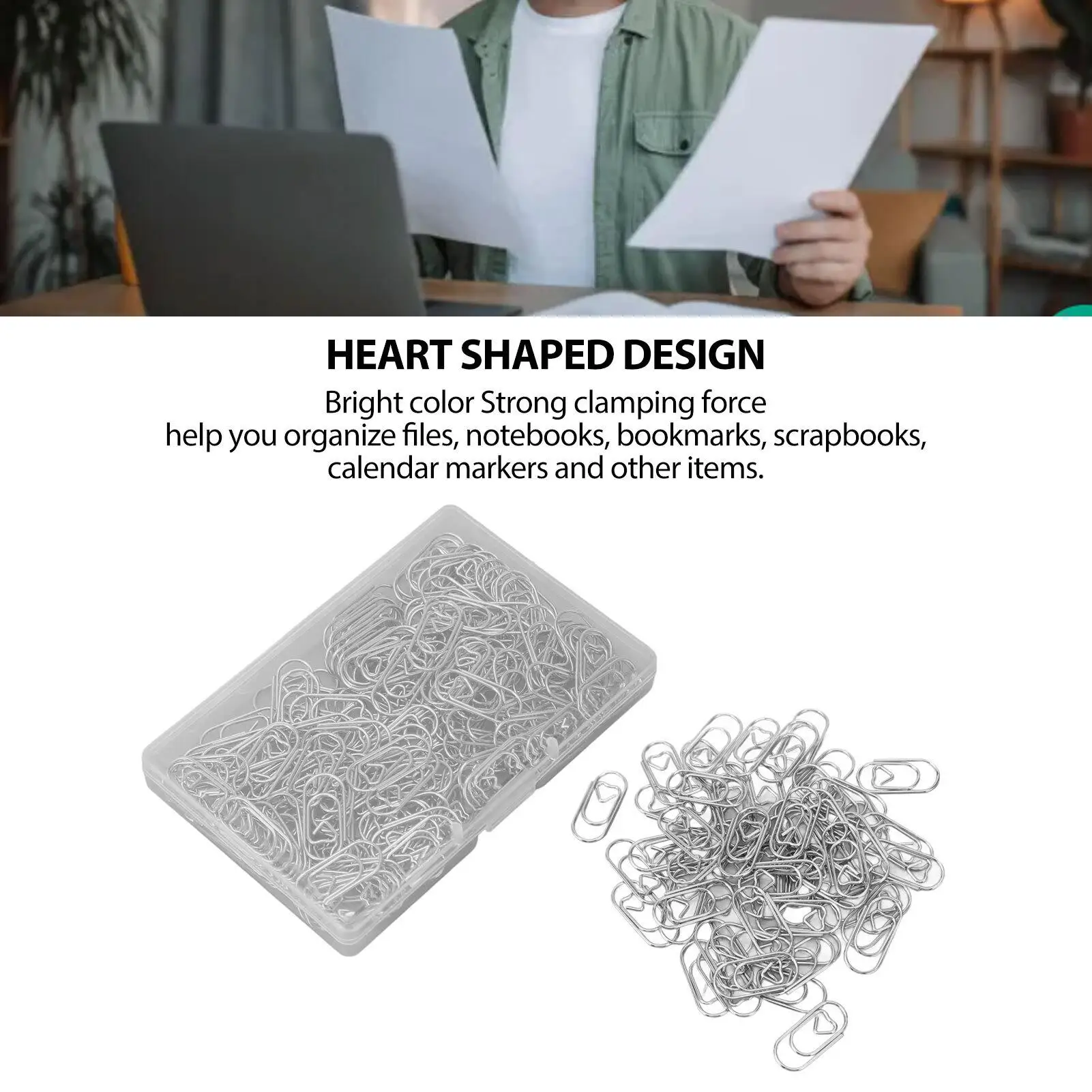 150 stuks hartvormige schattige gegalvaniseerde paperclips - antislip fancy badkamer plank organisator voor thuis en op kantoor