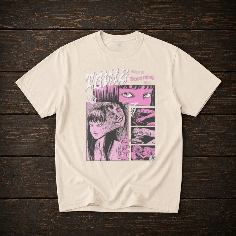 Kawakami Tomie T-shirt Oversized Unisex Streetwear Trendy Cotton Printed Cotton Neutral O-Neck Short Sleeve Couples high quality