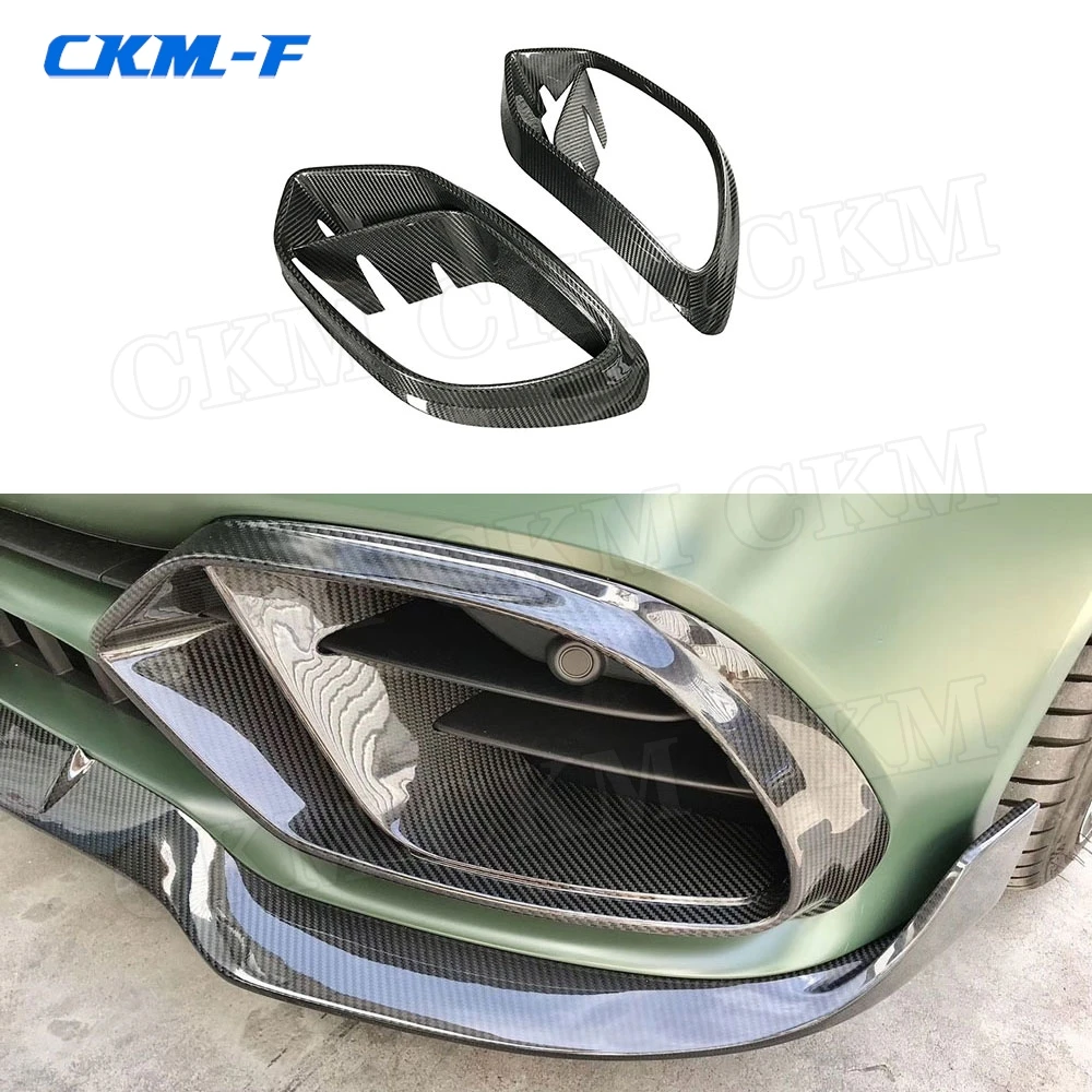 Dry Carbon Fiber/FRP Front Bumper Air Vent Outlet Cover Trim For Benz AMG GT50 GT53 GT43 2019 2020 B Style Foglamp Mesh Grill