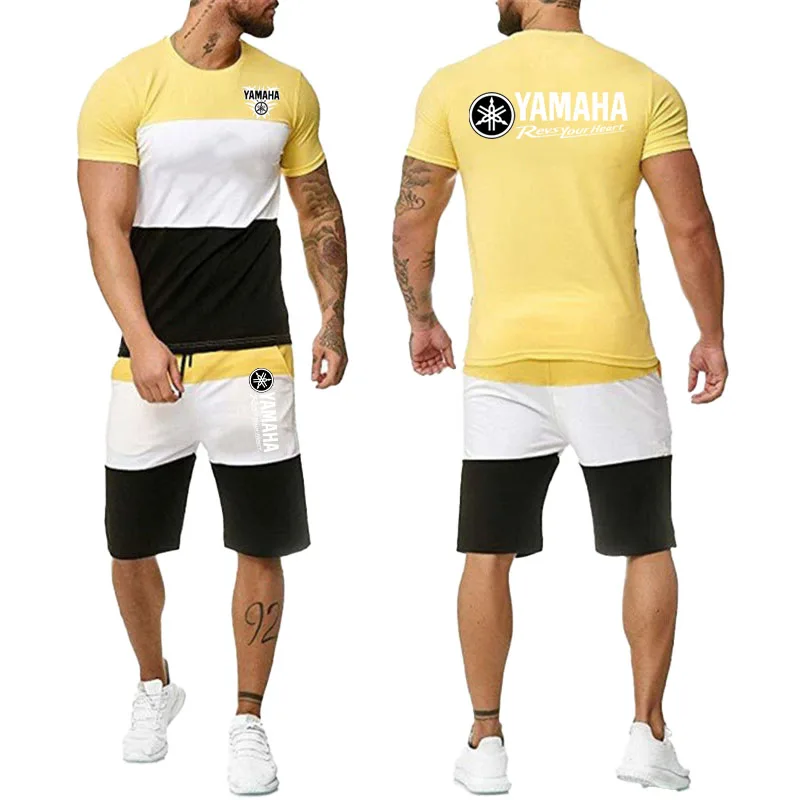 2026 YAMAHA Logo  Men's Loose  Printed Sports T-irt Set Men's Casual ort Sve round Ne T-irt Comfortable Breathable Summer Faion