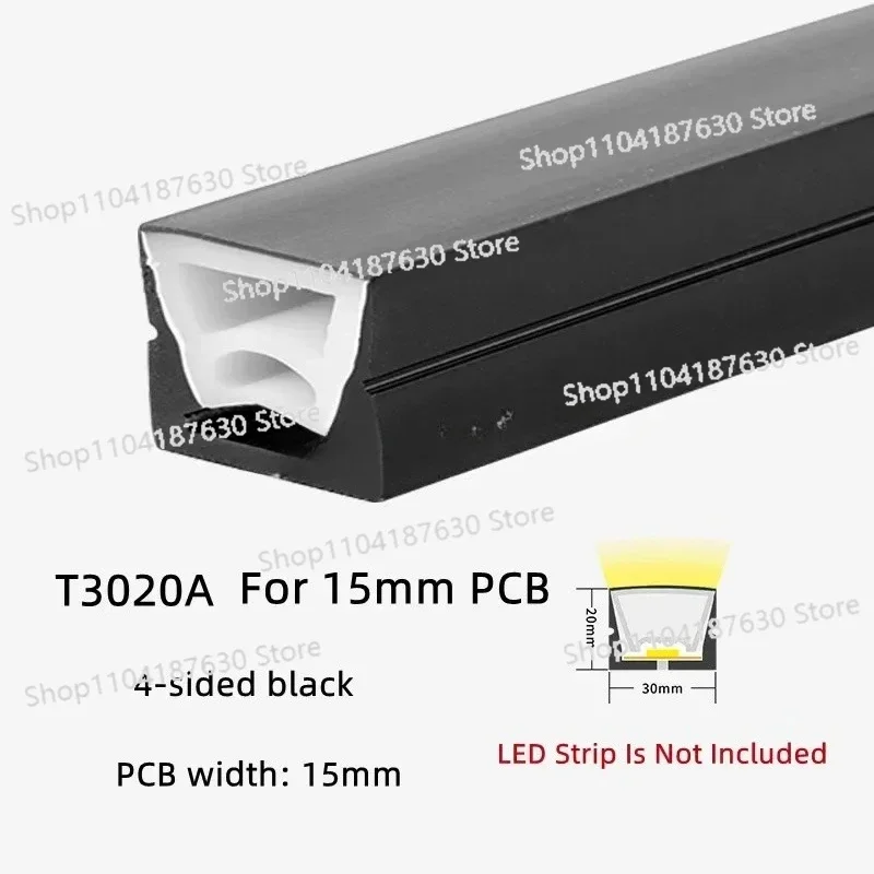 

16m T3020A Black Silicone Tube LED Neon Light Flexible Rope Channel Diffuser WS2812B Outdoor Waterproof Ribbon Strip Lights