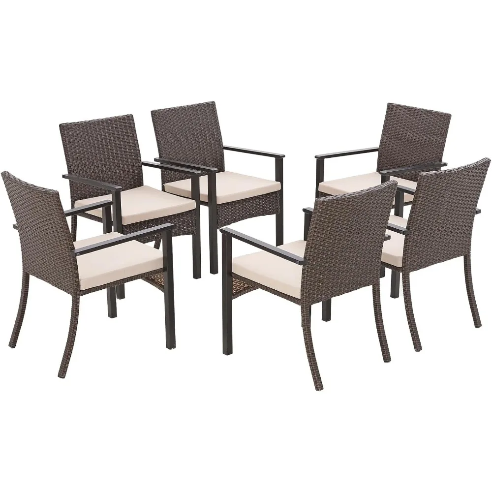

Sophia & William Patio Chairs Set of 6, 6 Pcs Lightweight Rattan Outdoor Dining Chairs, All-Weather Wicker Dining Chairs with Se