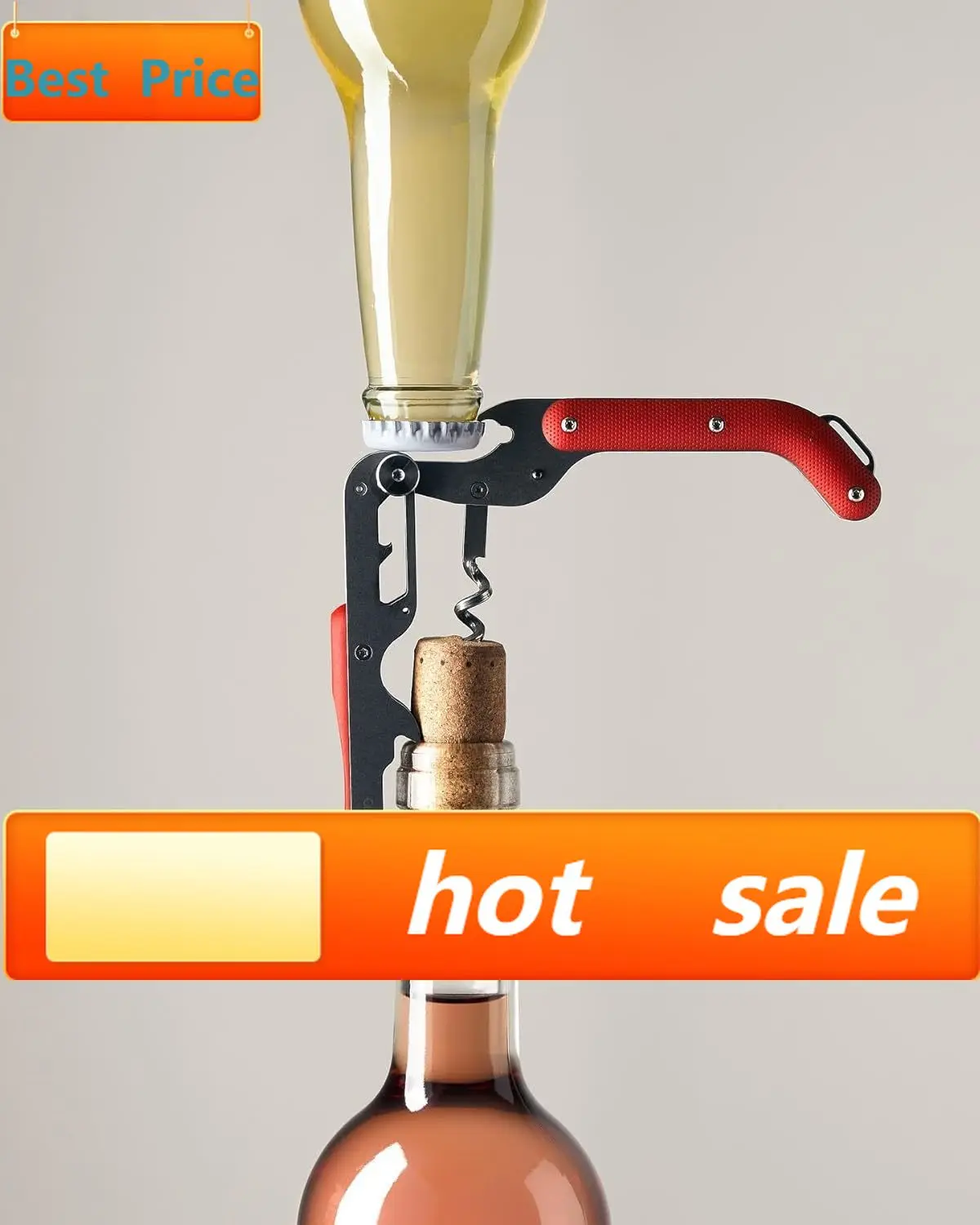 

hot-sellingBest Wine Key - Sommelier Designed Stainless Steel Wine Opener with Corkscrew, Foil Cutter, and Crown Cap Bottle Open