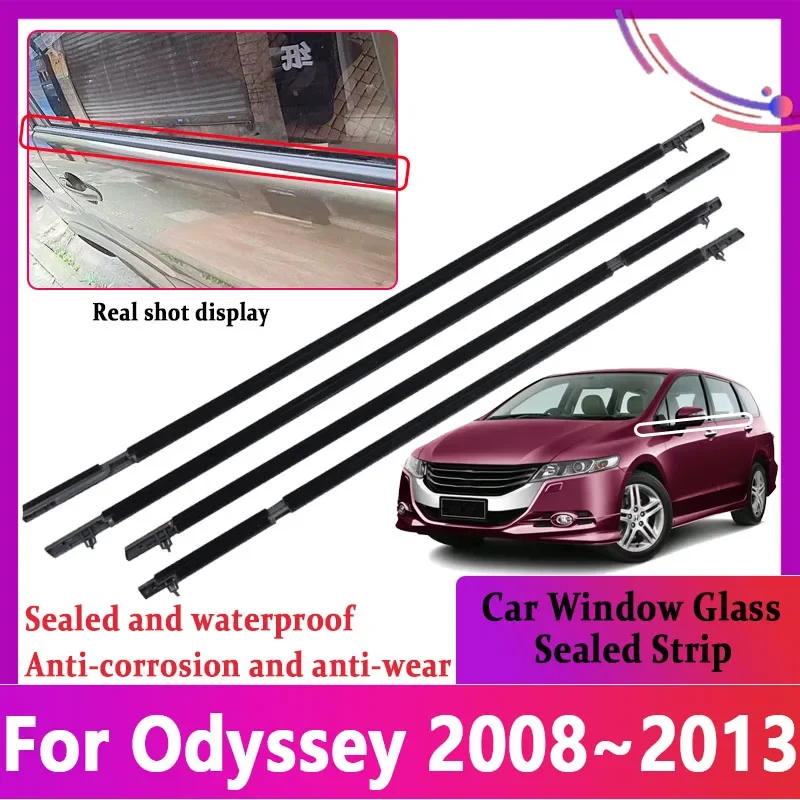 Car Window Weatherstrips For Honda Odyssey RB3 RB4 2008~2013 Door Glass Sealed Strip Chrome Waterproof Sealing Belt Accessories