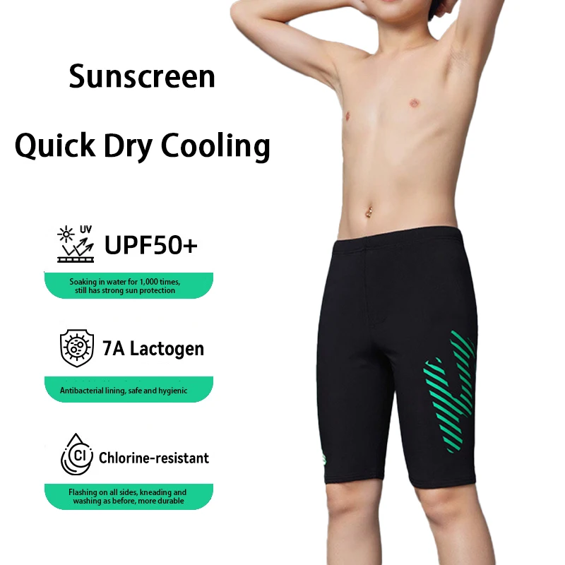 

(120-170cm)UPF50+ Boys Swim Trunks Quick Dry Cooling Anti-Bacterial Chlorine-Resistant Swimwear for Kids Swimming Shorts
