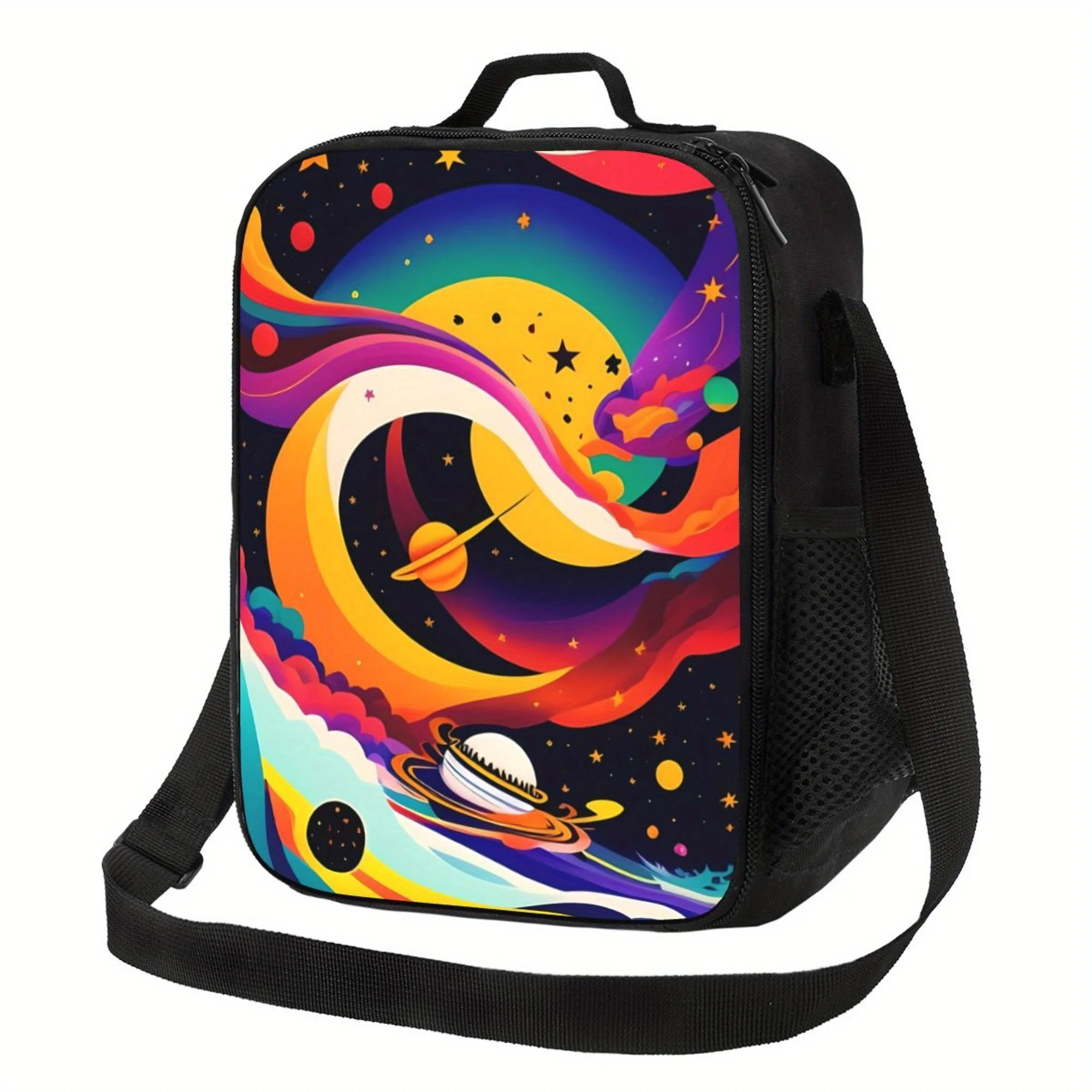 قطعة واحدة من نمط سماء موجة البحر، حقيبة تبريد محمولة قابلة لإعادة الاستخدام، حقيبة غداء عازلة، ضرورية للتخييم والنزهات على الشاطئ،