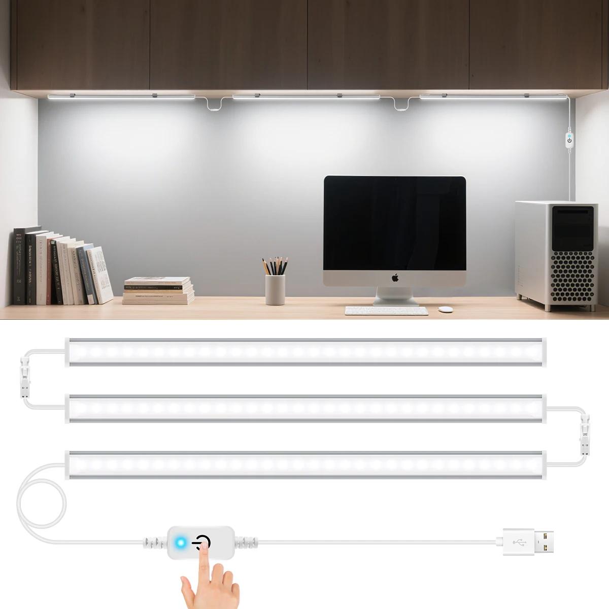 5V USB LED Touch Sensor Light Bar Dimmable Under Cabinet 30CM 3PCS Aluminium Lamp Tube For Kitchen Counter Workbench Lighting