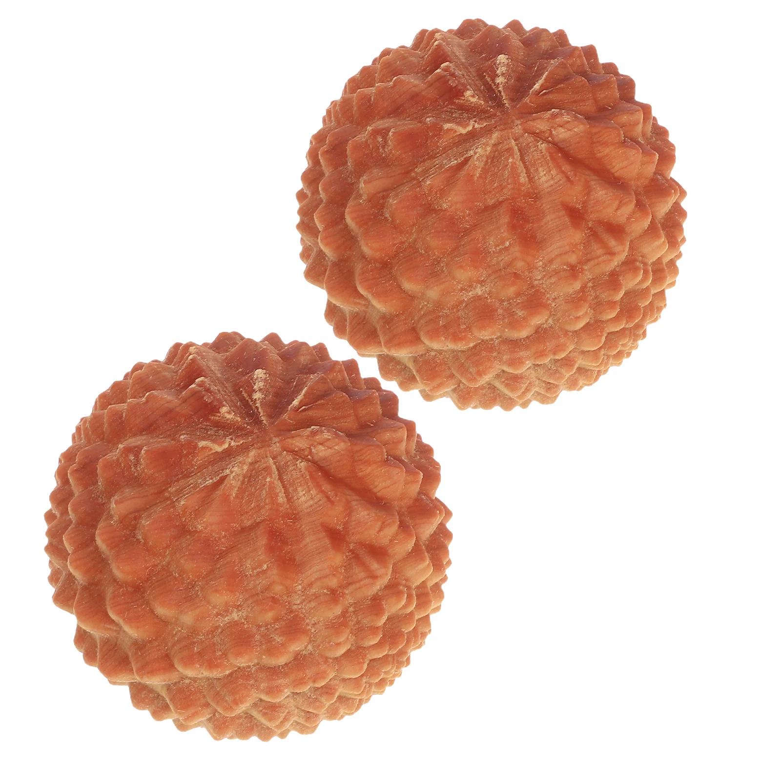 

2 шт. текстурированных массажных мячей из дерева, уникальный дизайн «Дуриан», для массажа ладоней, укрепления рук, ролик для пожилых людей и офисных работников