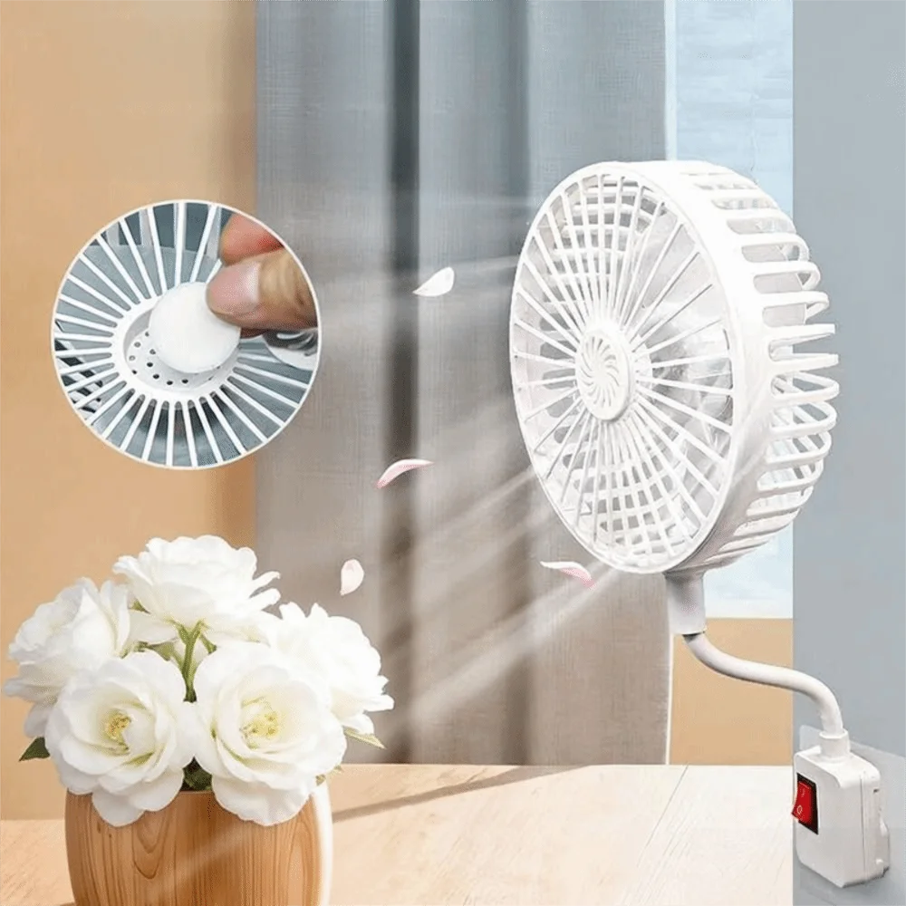 360 Rotatable Socket Fan with Safety Cover Low Noise Wall Socket Fan EU Plug Energy Saving Kitchen Fan for Kitchen Bathroom Dorm