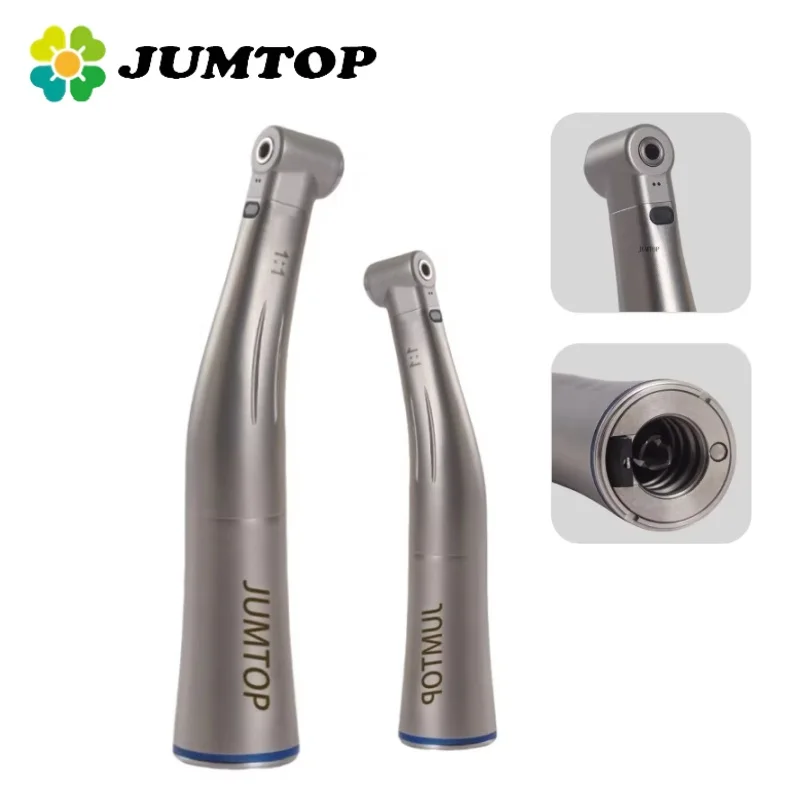 

JUMTOP Dental 1:1 Low Speed Contra Angle Blue Ring Air Turbine Push Button Chuck Fiber Optical Handpiece