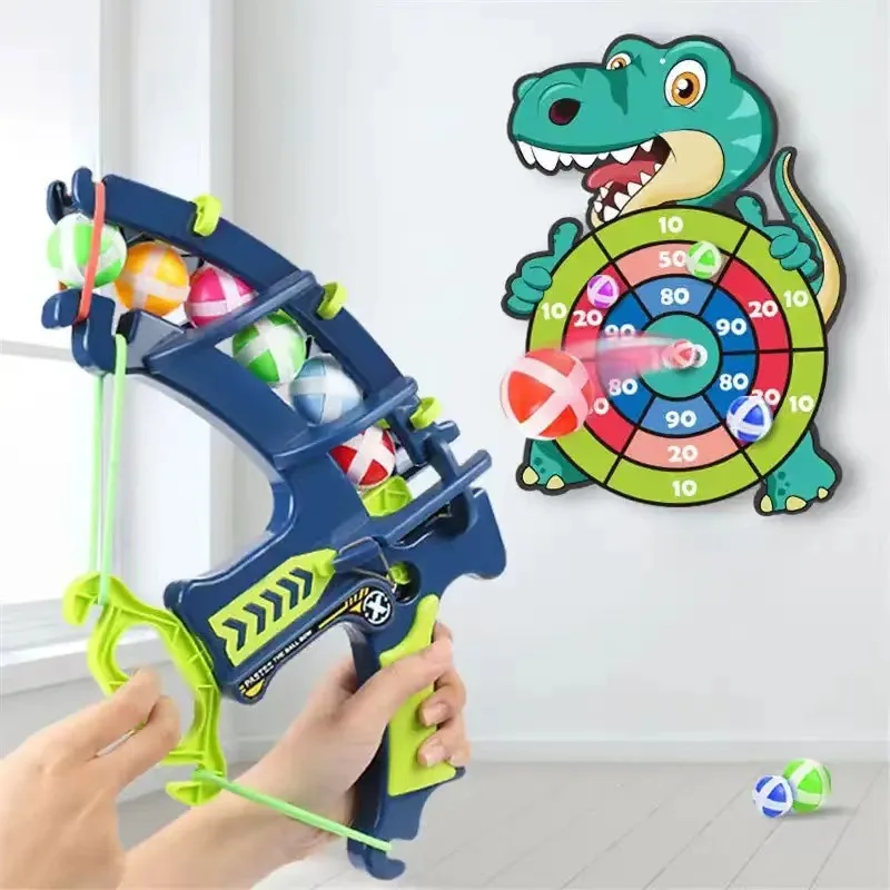 Dinosaur Sticky Ball Bow Target Dartboard Toy Kids Slingshot Play Arrow Toy Set Children Outdoor Shooting Sports Games Toys