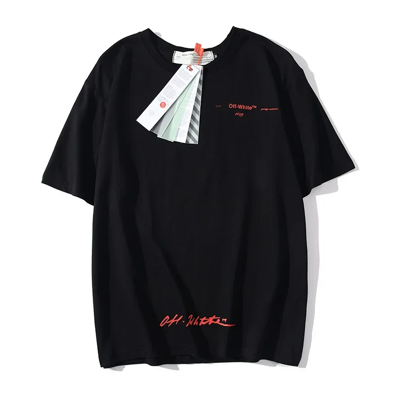 الصيف السهم المائل تي شيرت الرجال والنساء تي شيرت OW Harajuku الهيب هوب الشارع ملابس غير رسمية قصيرة الأكمام تيز قمة الموضة