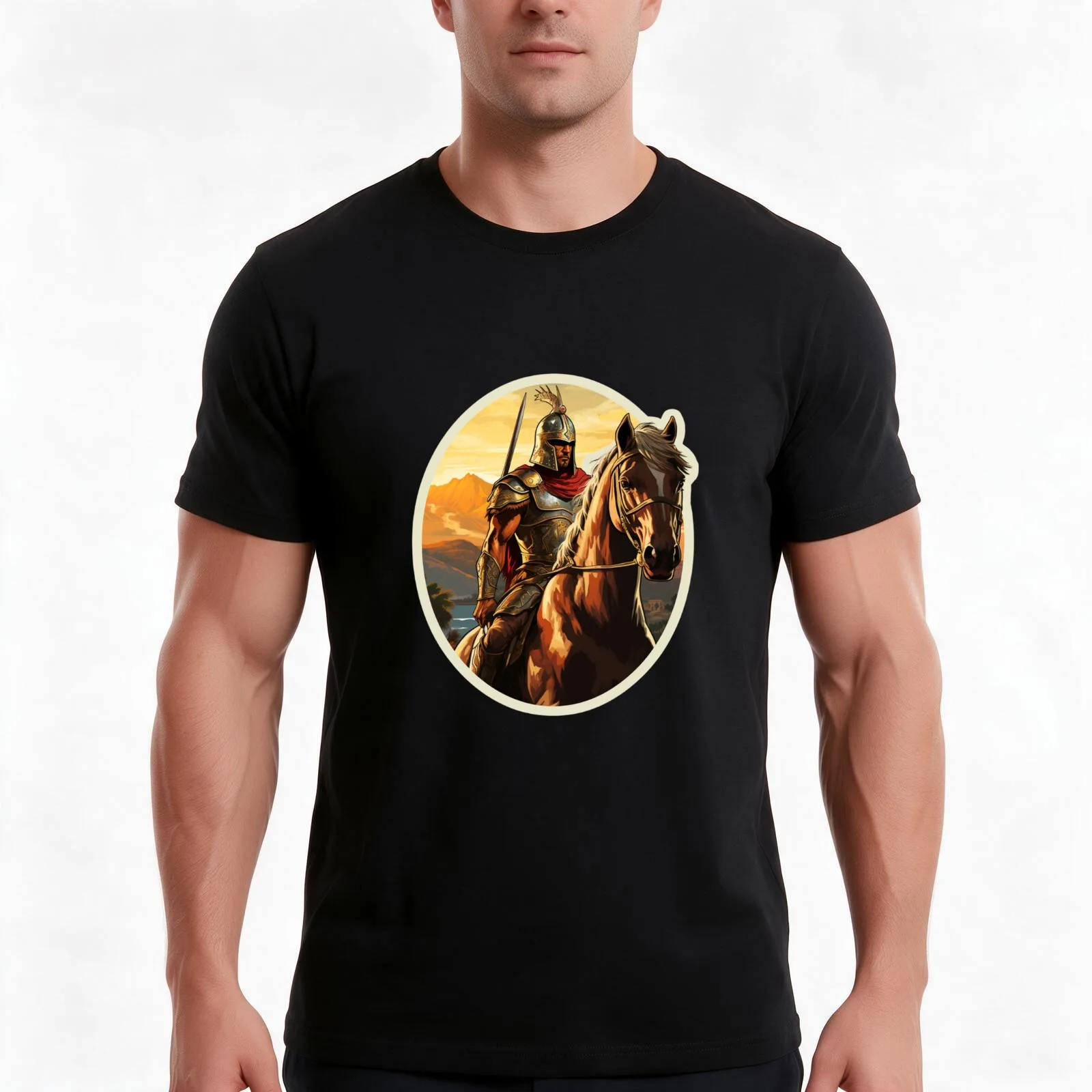 Cyber Spartan // Horse // Sparta // Spartan Warrior Spartan Blue warrior T-Shirt Summer Casual Cotton Tee Unisex Men Women