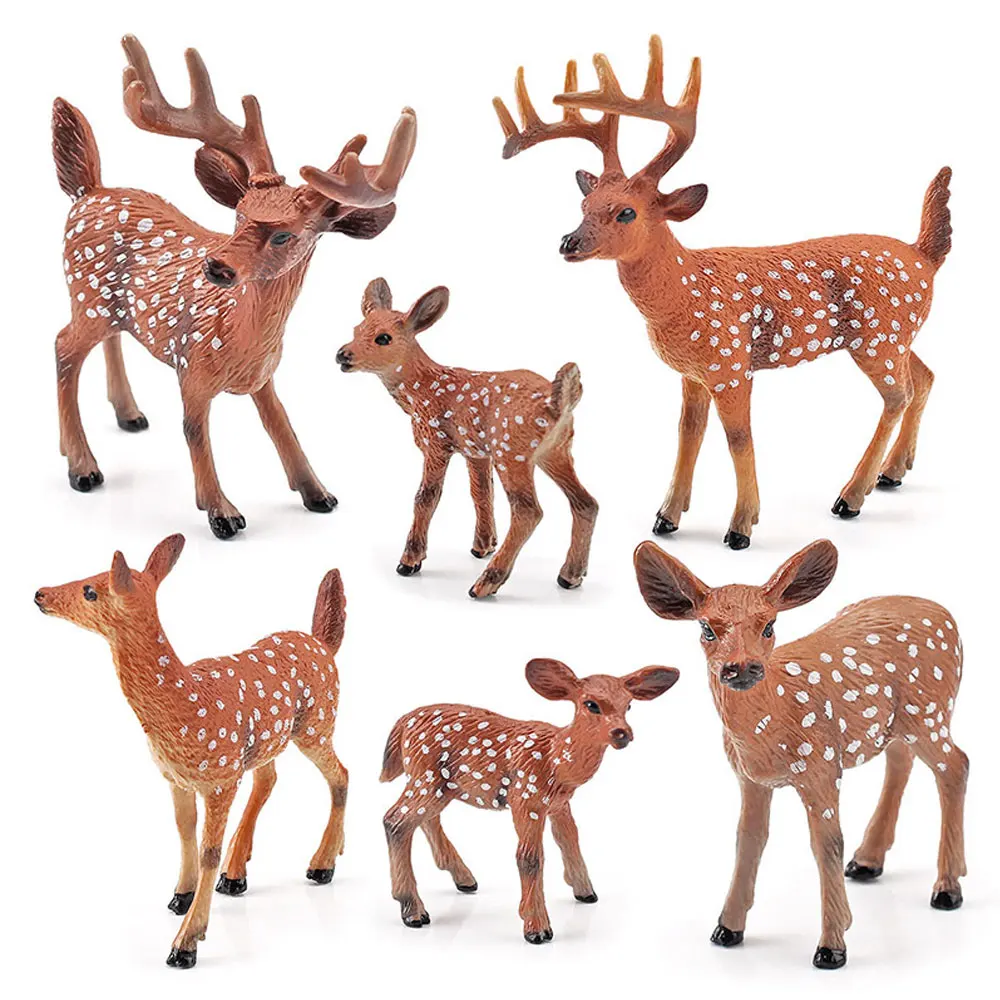 Puzzle Simulation Forest Animals Red White Tailed Deer Meihua Deer Elk Model Static Ornament Children's Toys Gift HG351