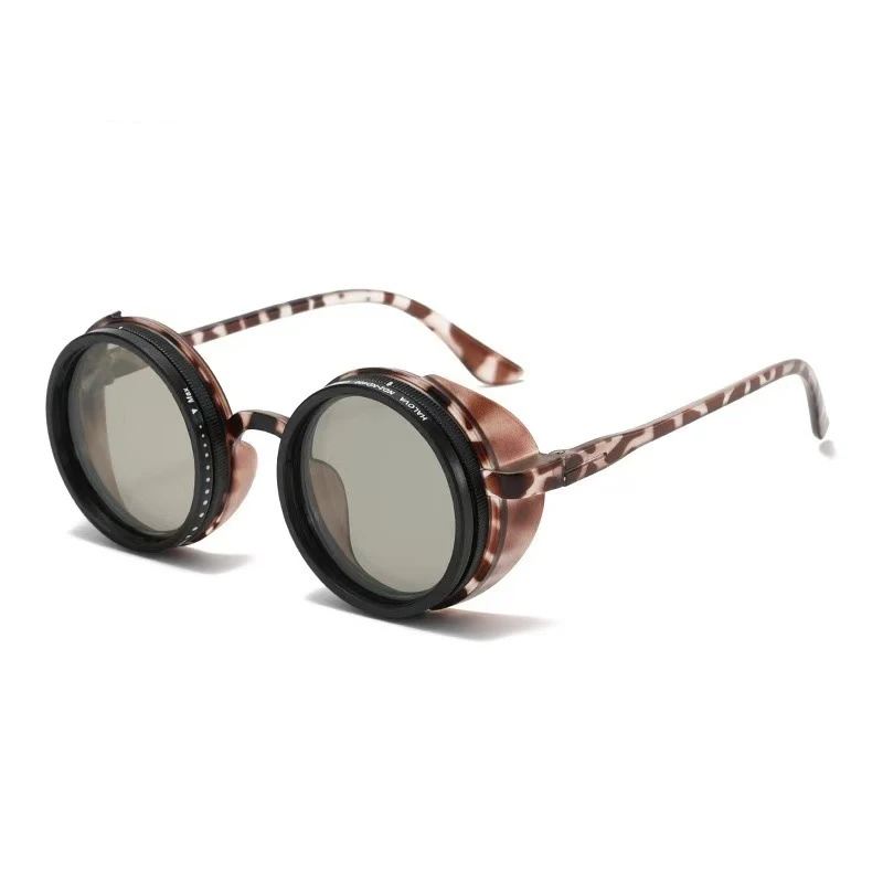 Vintage Polarisierte Verstellbare Dimmbare Runde Sonnenbrille für Herren 2026 Luxusmarke Steampunk Sonnenbrille Outdoor Anglerbrille – Detail 11