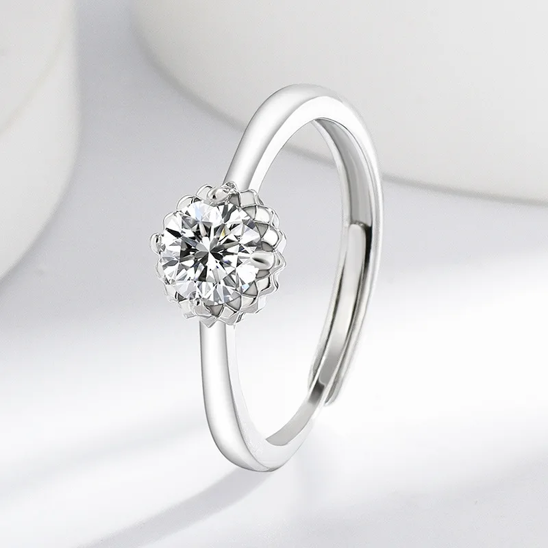 

Кольцо из стерлингового серебра 925 пробы с имитацией муассанита, открывающееся кольцо, женская мода, простой подарок на день рождения, свадьбу, годовщину, ювелирное изделие