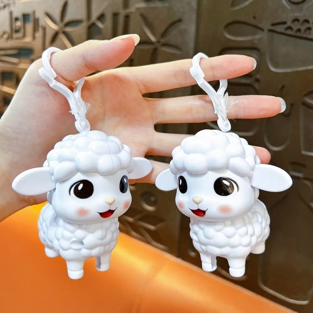 Kawaii Flying Sheep Keychain Cute Creative Stretchable Little Lamb Pendant Pull Rope Pull Cord Shaking Ears Pull String Keyring