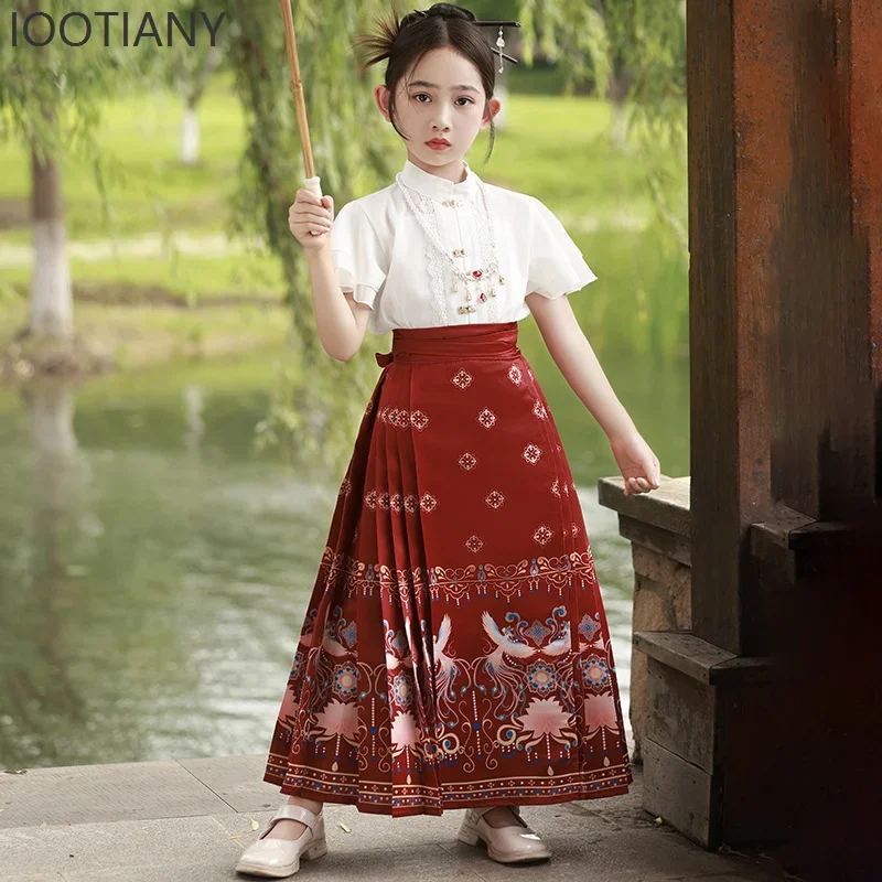 CosplayBaby Tops Horse-faced Skirt Suits Girls Hanfu Role-playing Children's Clothing Children's Clothing Chinese Traditional Cl