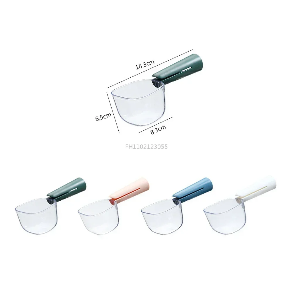 New Long Handle Measuring Spoon With Clip Cute Scoop Rice Digging Flour Digging Rice Baking Pet Feeding Dog Cat Food