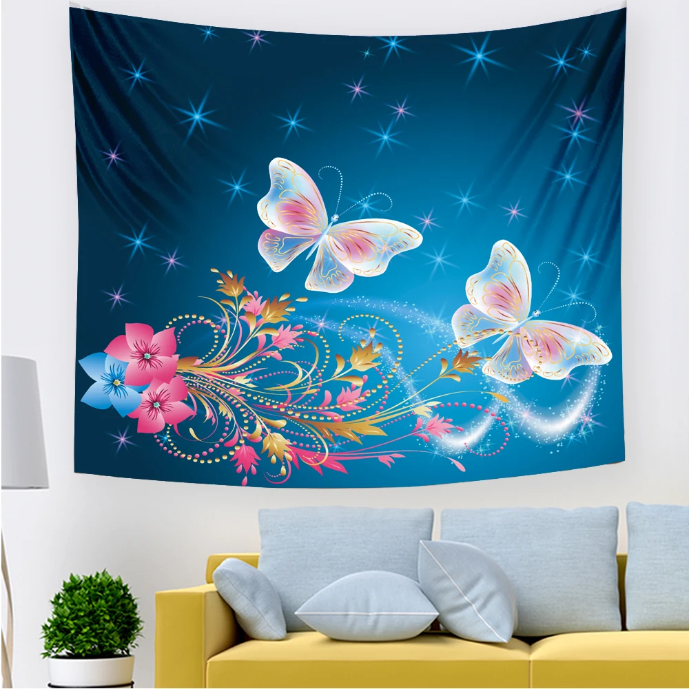 Psychedelic Butterfly Meditation Tapestry Wall Hanging Mandala Wall Hanging  Background Cloth Decoration Mural Dormitory Bedspre