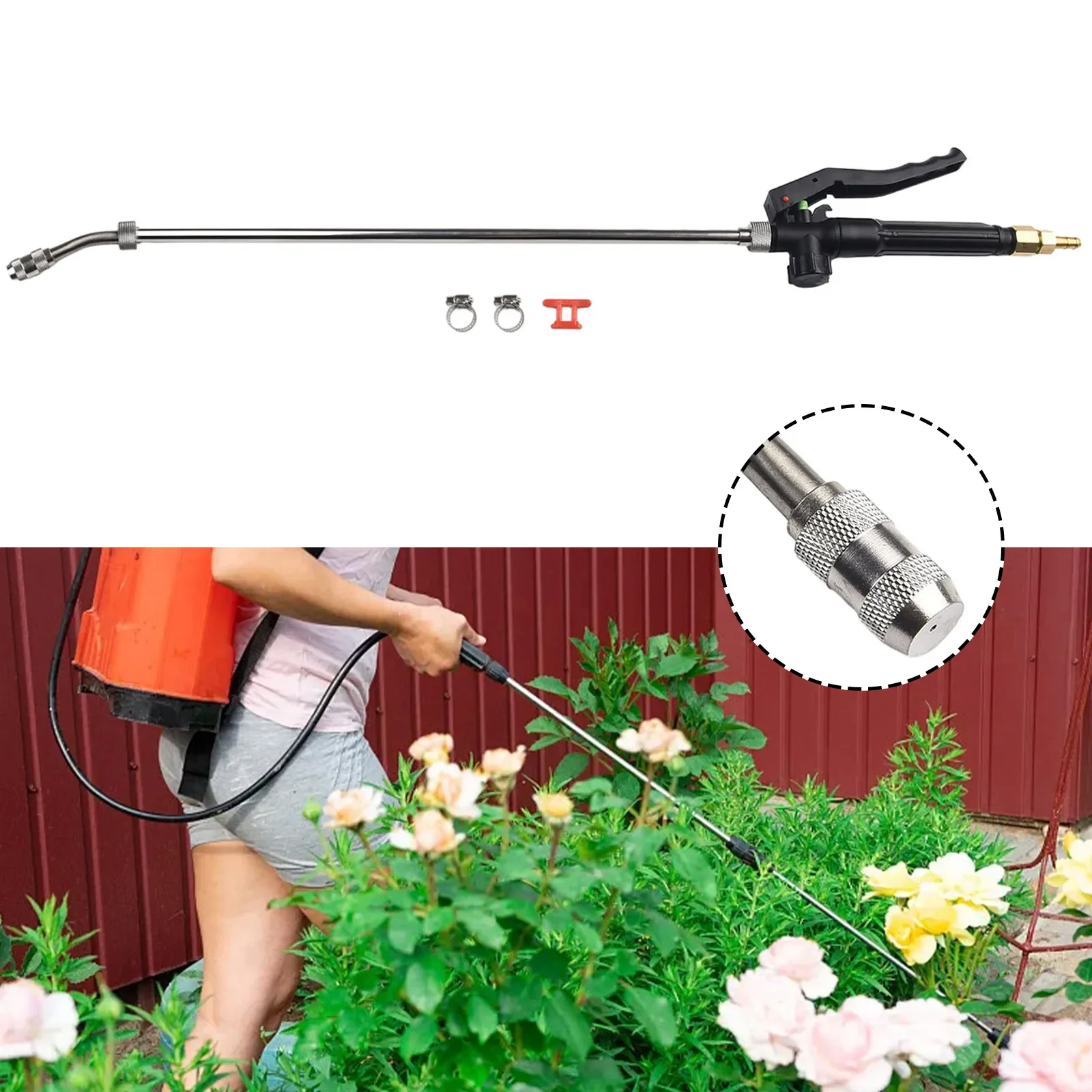 Tool Sprayer Wand Adjustable Nozzle Brass Barb Car Wash Metal Sprayer Wand Stainless Steel Brand New High Quality