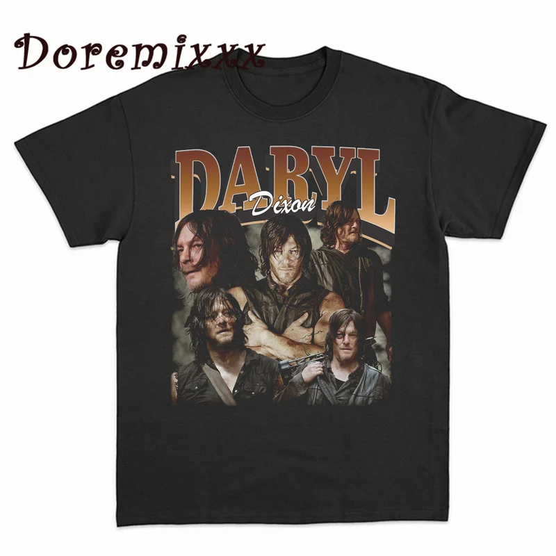 Daryl Dixon camiseta gráfica para homens e mulheres, tops vintage unisex, alta qualidade, série de TV, anos 90, retrô, algodão tees