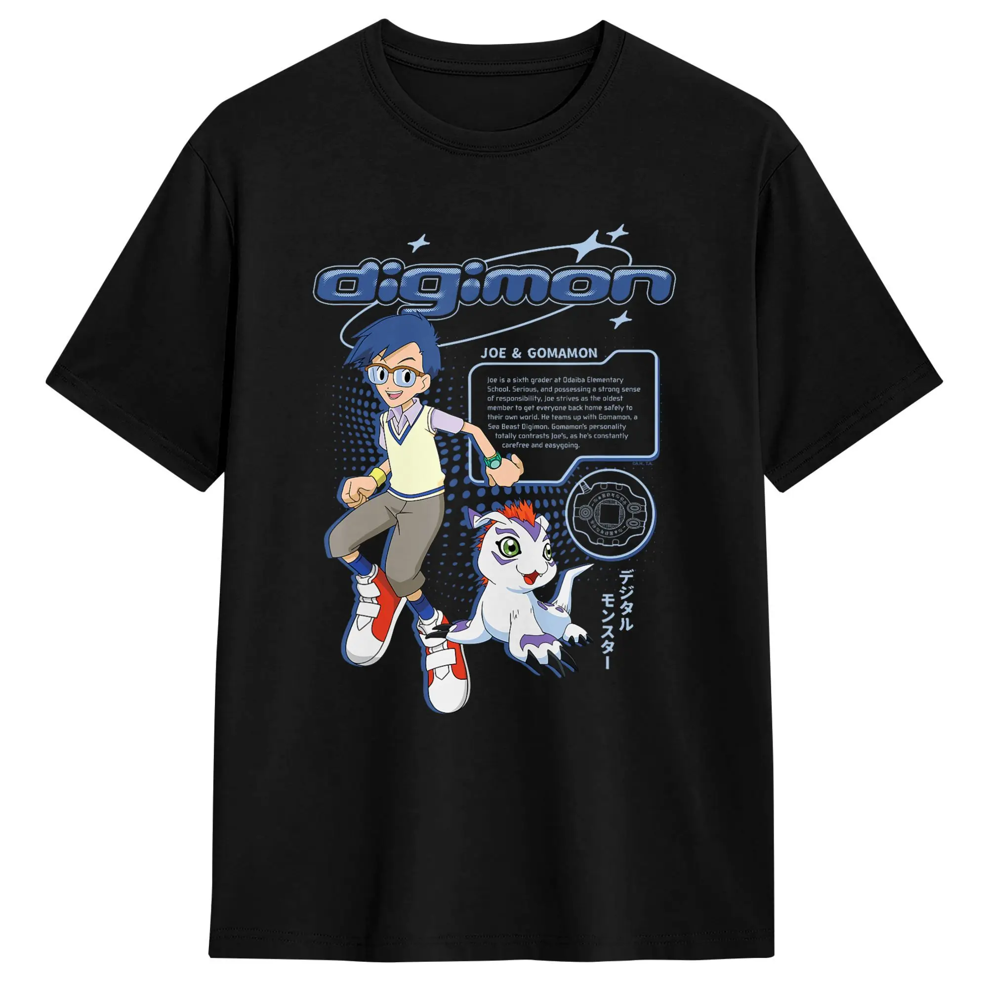 Men's Digimon Joe and Gomamon Y2K Computer Digital Monsters T Shirt  100% Cotton Tops Novelty Short Sleeve Round Neck Tees