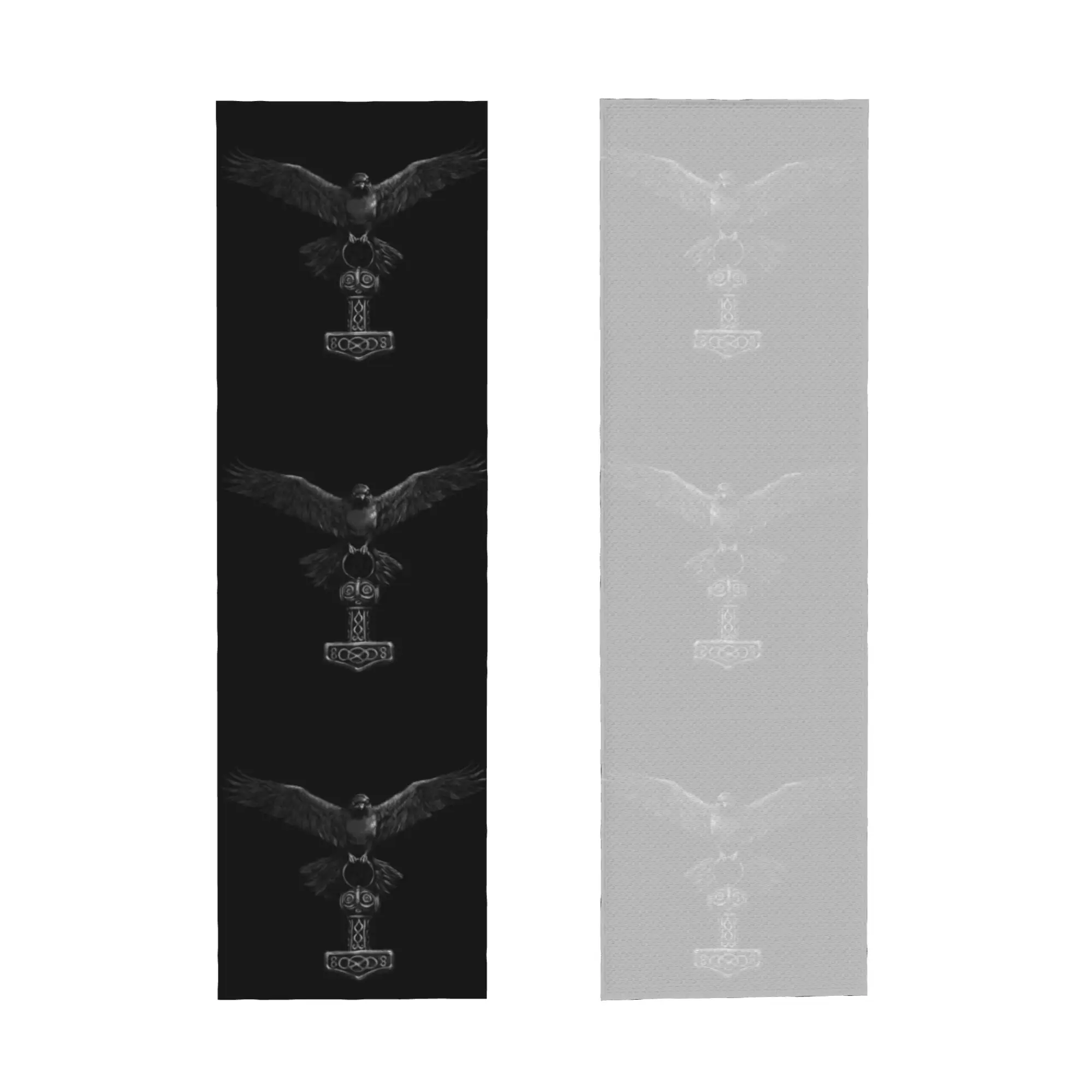 Viking Odin Raven with Thor Mjolnir Hammer Cold Exercise Towel Norse Odin God Super Soft Instant Cooling Towel Swimming Towels