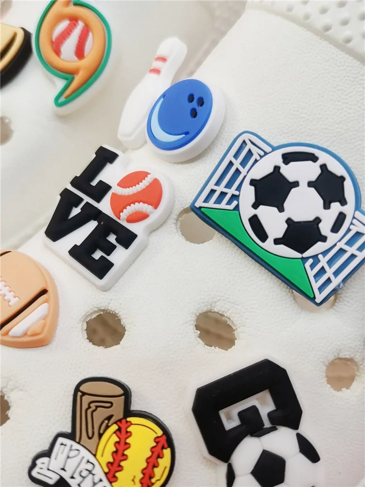 Kawaii Football Tennis Sports PVC Shoe Charms Garden Shoes Diy Accessories Clog Shoes Buckle Decorations Adult Kids Party Gifts