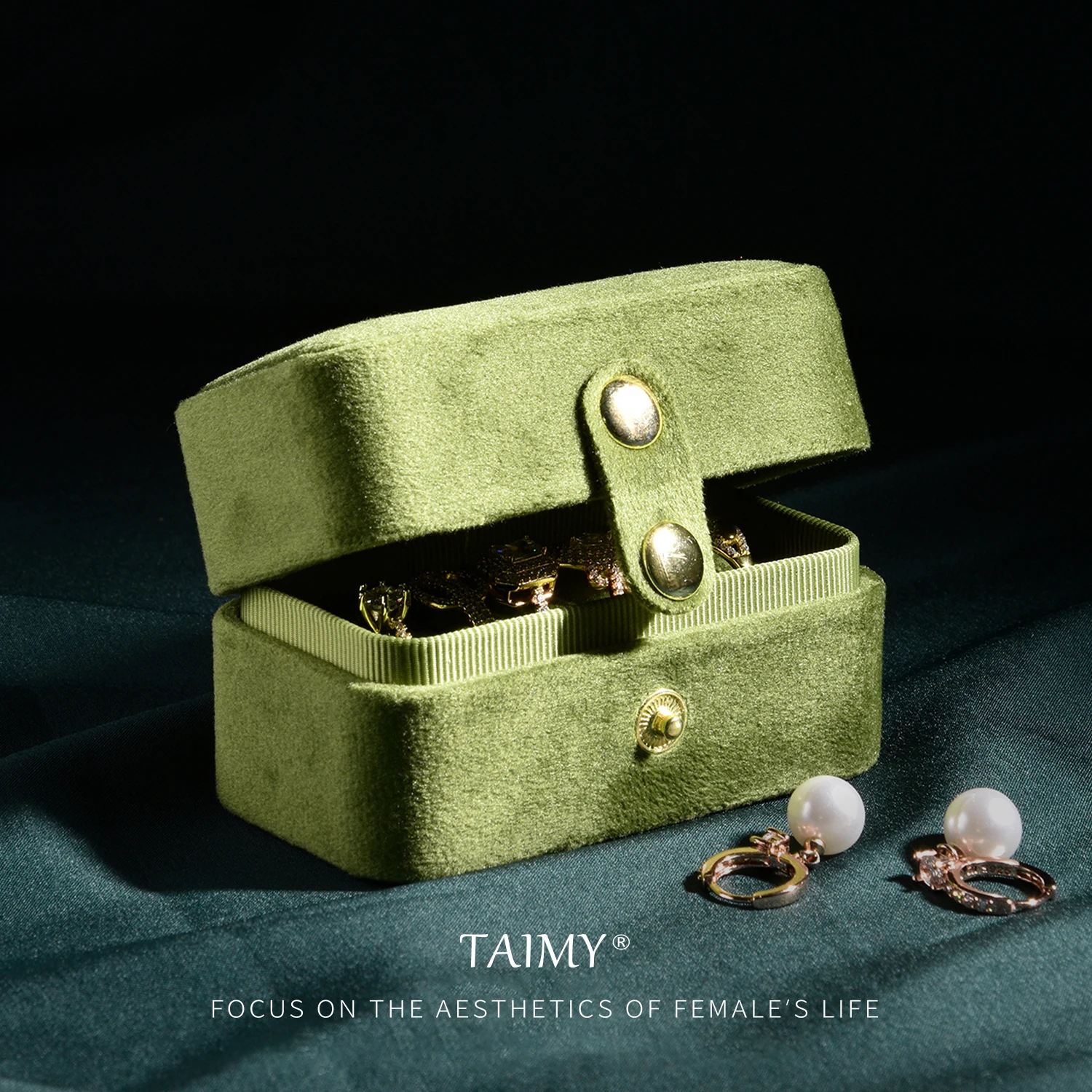 TAIMY-Mini joyero de viaje portátil para mujer, estuche de almacenamiento de terciopelo, organizador de anillos y pendientes, cajas de exhibición