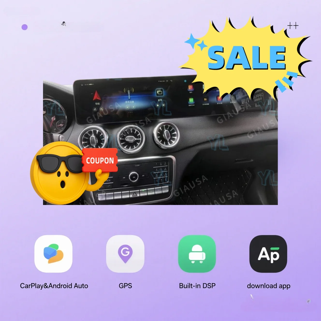 

NEW Upgraded Dual Screen For Mercedes Benz A Class CLA GLA X156 2013-2018 Android 14 Car GPS Multimedia Carplay Digital Cluster