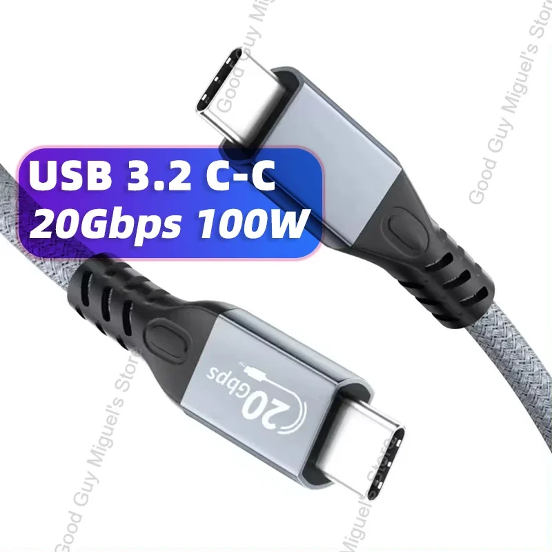 USB 3.2 20Gbps USB C to USB C Data Cable Type C 100W Fast Charge Short Cord Braided Wire for Xiaomi Huawei MacBook Pixel