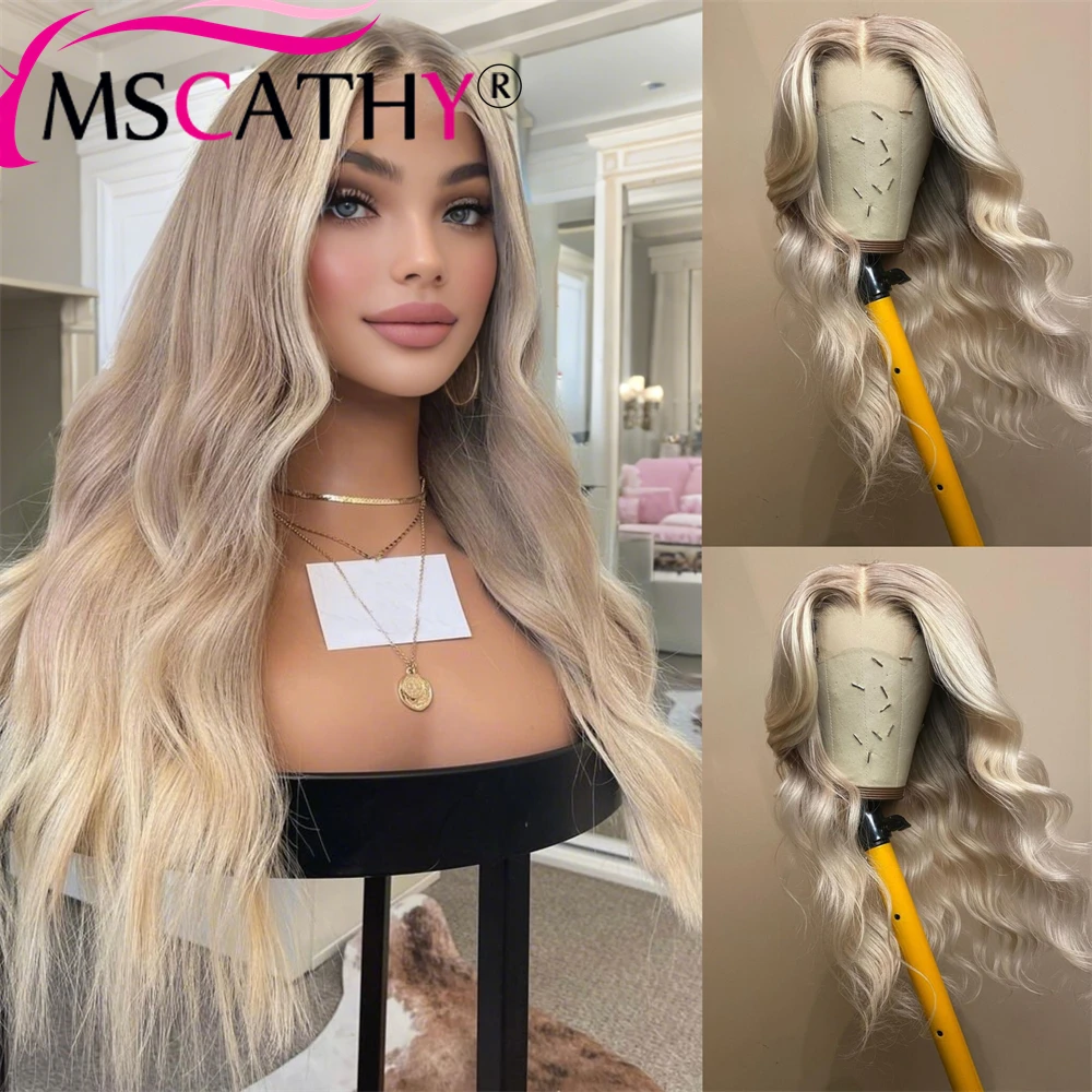 Ombre Blonde Pre Bleached Pre Plucked Lace Front Virgin Human Hair Wigs Fashion Balayage Frosted Wheat Body Wave Wig Human Hair