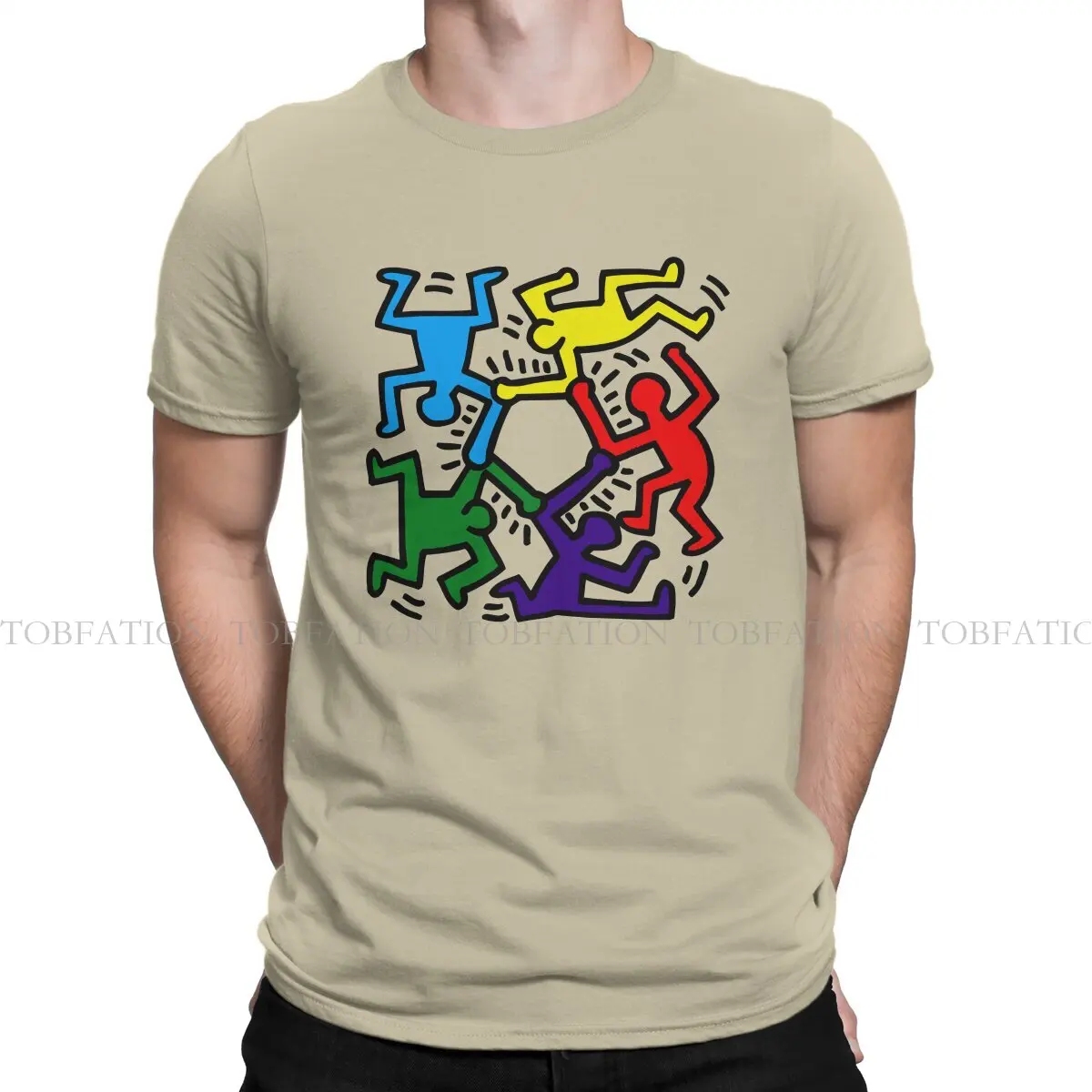 Haring Geometric Graffiti Classic Colorful Cotton T Shirt Harajuku Alternative Men's Tshirt O-Neck  Men Clothing