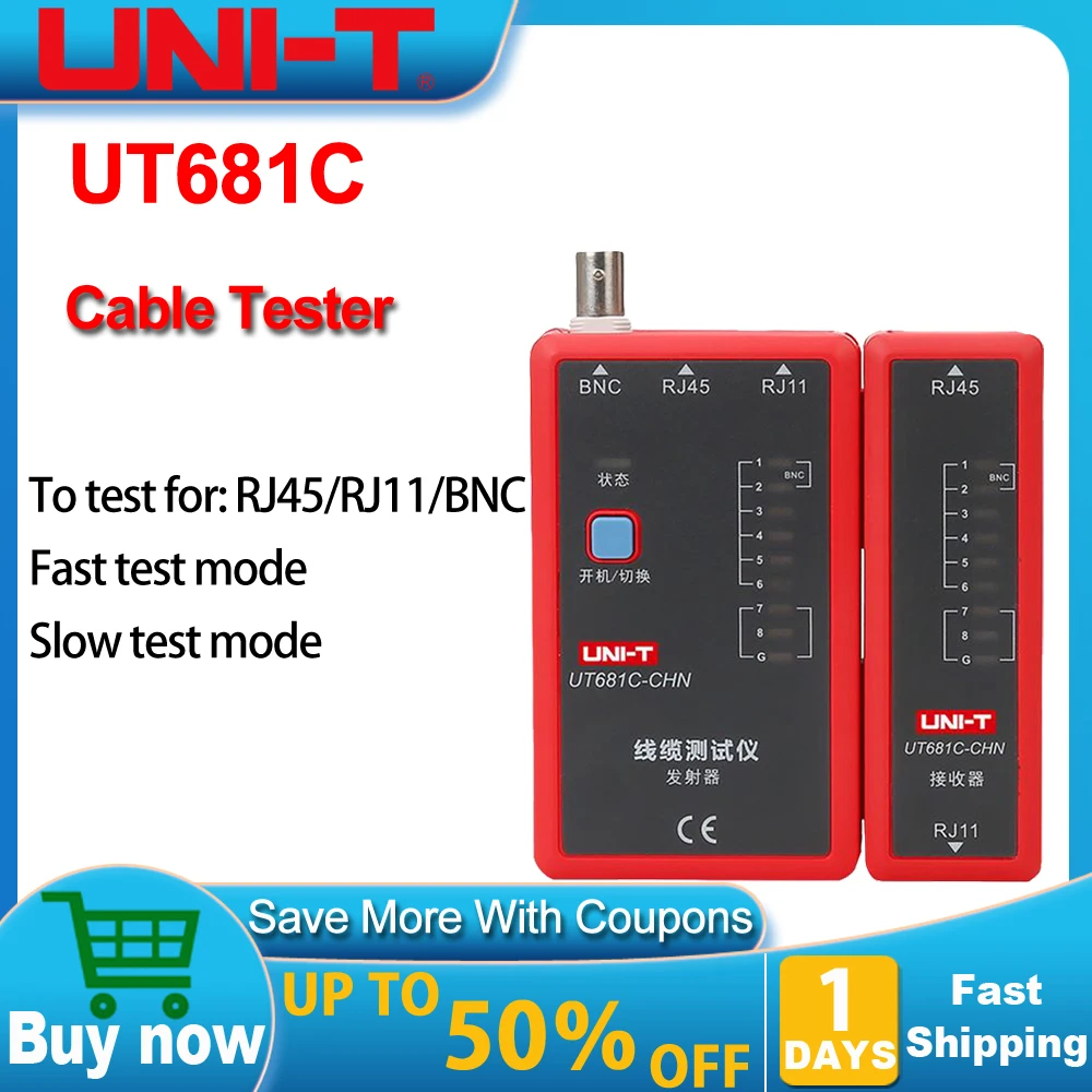 UNI-T UT681C Tester per cavi professionale rete RJ45 RJ11 BNC telefono Wire Tracker Ethernet LAN Detector Line Finder