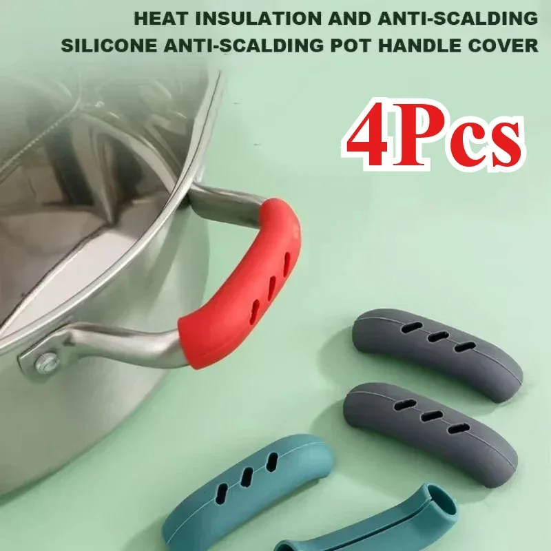 

4Pcs Silicone Assist Handle Holder Grip Cast Iron Skillet Handle Covers Heat Resistant Non Slip Pot Grip Handle Sleeves