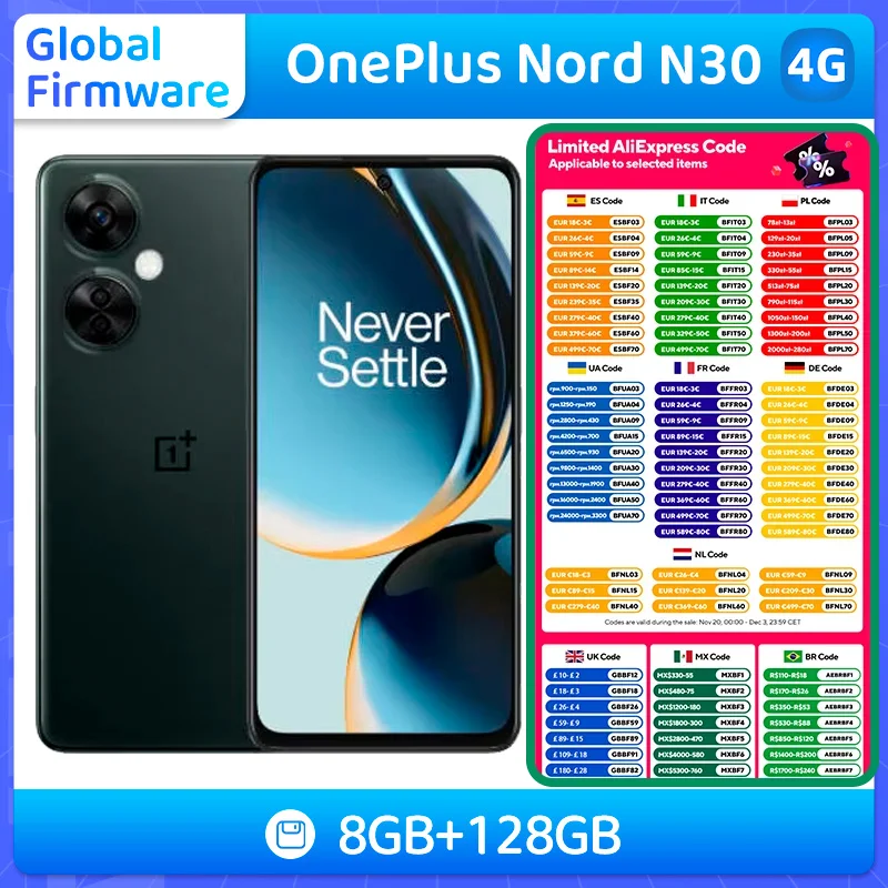 Oneplus Nord N30 4g الهاتف الذكي وحدة المعالجة المركزية Snapdragon 695 بطاقة SIM المزدوجة أندرويد جميع الألوان واي فاي 108MP كاميرا الهاتف الأصلي المستخدم