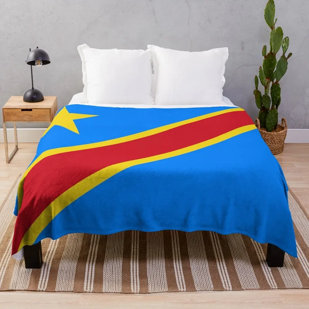 Superb Flag of the Democratic Republic of Congo and its blue, yellow and red colors. Throw Blanket