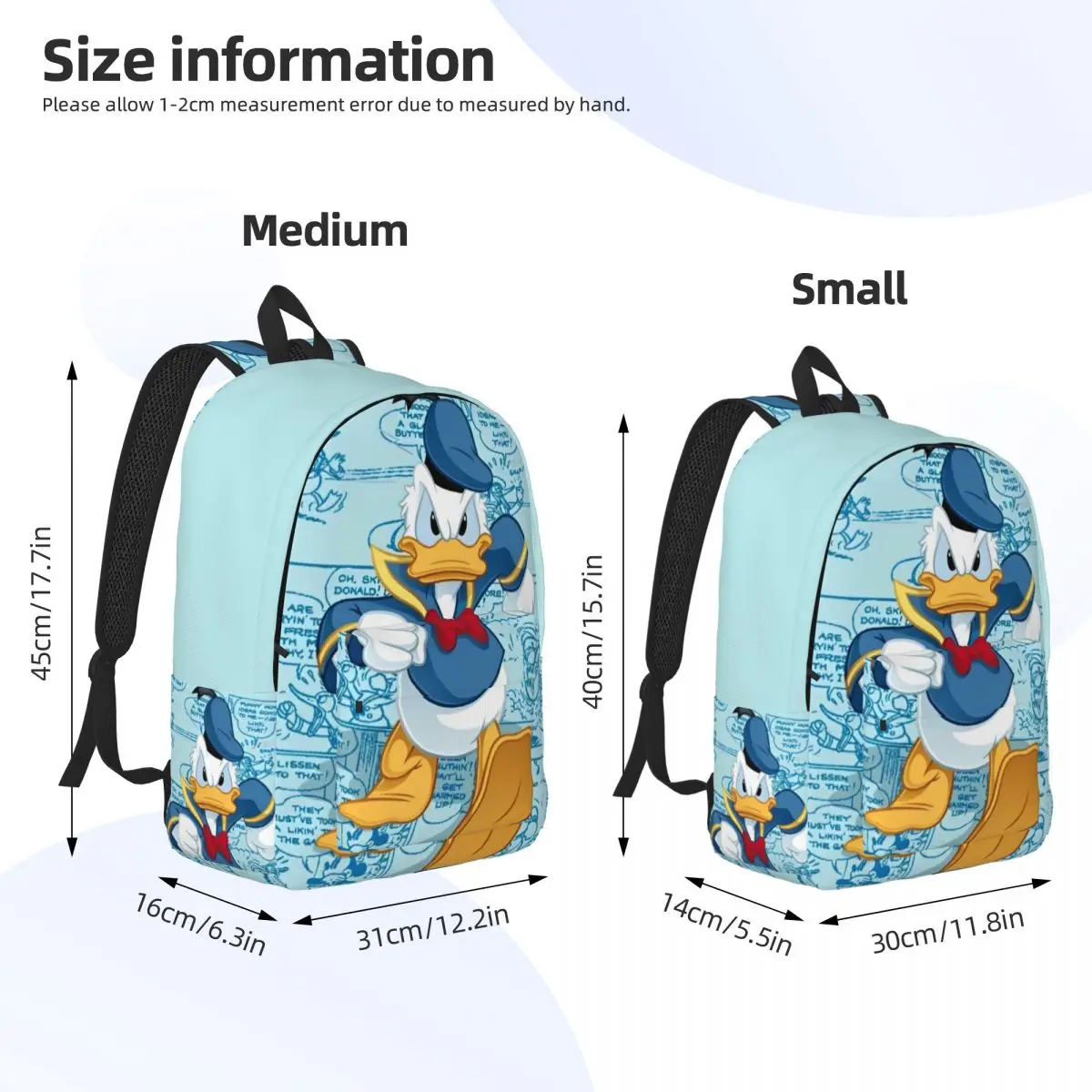 Donald Duck simpatico cartone animato zaino per adolescenti sport scuola superiore lavoro anime zainetto per uomo donna borse di tela universitarie