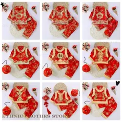 Baby Hanfu Hat Kid Child Tang Suit Chinese Traditional New Year Clothes Brocade Dragon One Year Outfit Photography Clothes