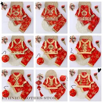 Baby Hanfu Hoed Kind Kind Tang Pak Chinese Traditionele Nieuwjaar Kleding Brokaat Draak Een Jaar Outfit Fotografie Kleding