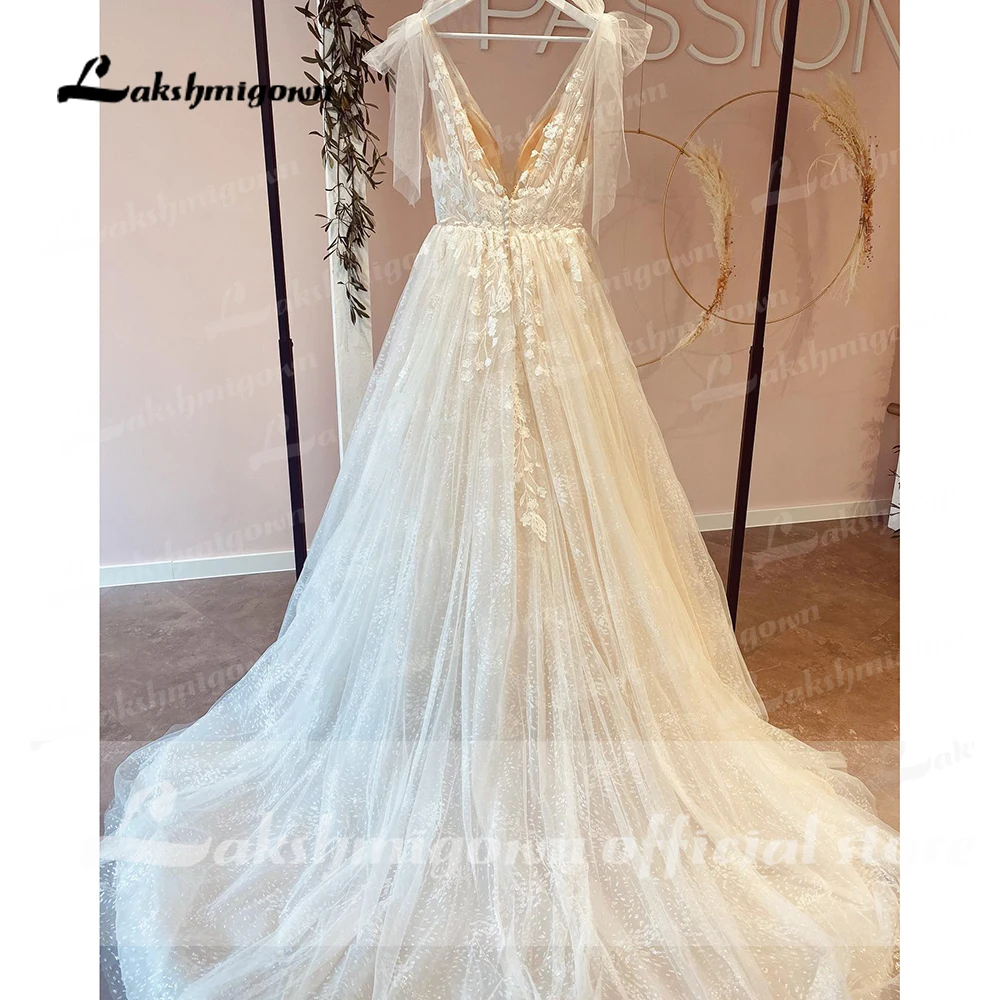 ĐẦM REN Vintage Áo Cưới Với Dectach Nơ Hở Lưng 2022 Vestidos Nội Birdal Boho Áo Cưới Lakshmigown