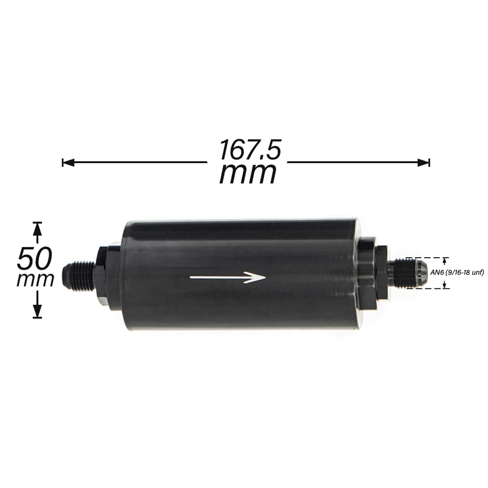 50MM Fuel Filter E85 Stainless Steel Filter With 100 Microns Steel Element AN6 AN8 AN10 9MM Adaptor Fittings