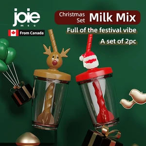 Joie Christmas Straw Cup dành cho trẻ em, Kính kích động bằng tay, cà phê, sữa đậu nành, hỗn hợp sữa, cốc nước nhựa dễ thương, quà tặng 10 Cup sữa bán hàng chính - №8
