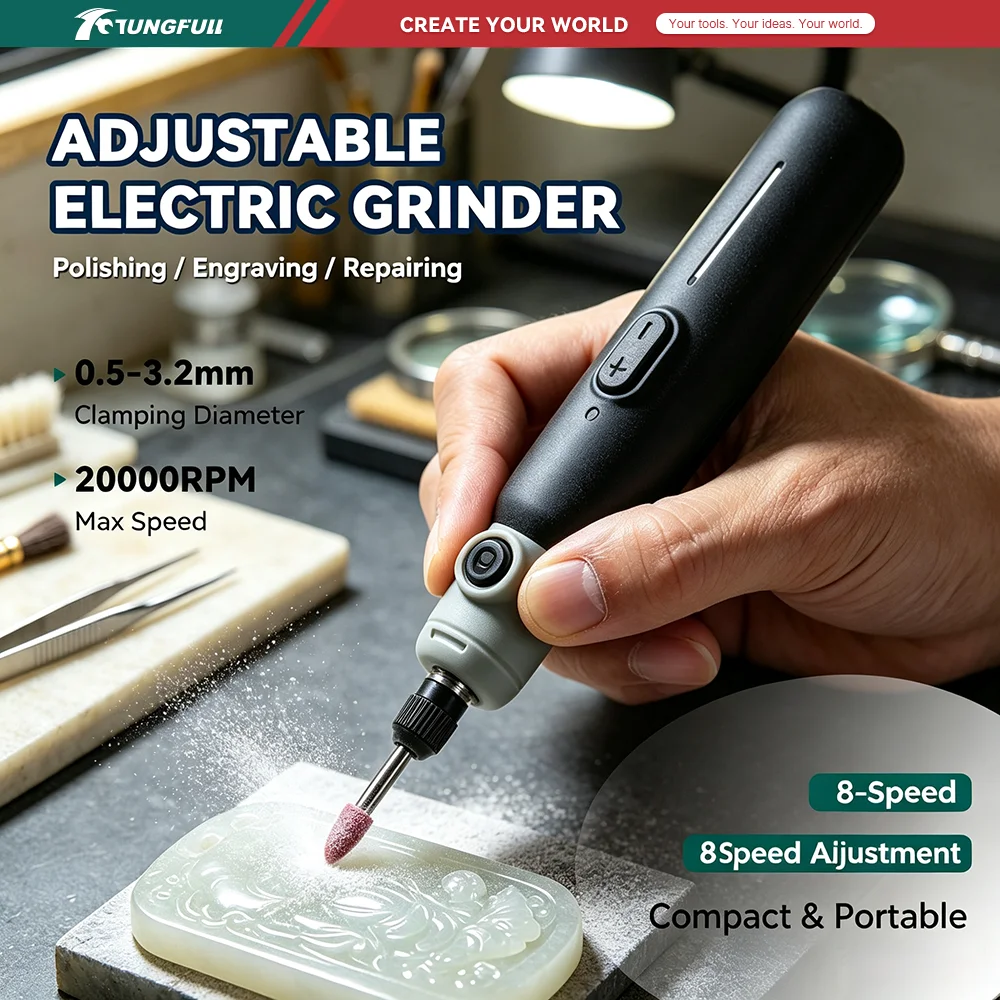 Brushless Mini Grinder Pen for Craft, 8-Speed 20000RPM Cordless Rotary Tool, Electric Polishing Drilling Carving Pen