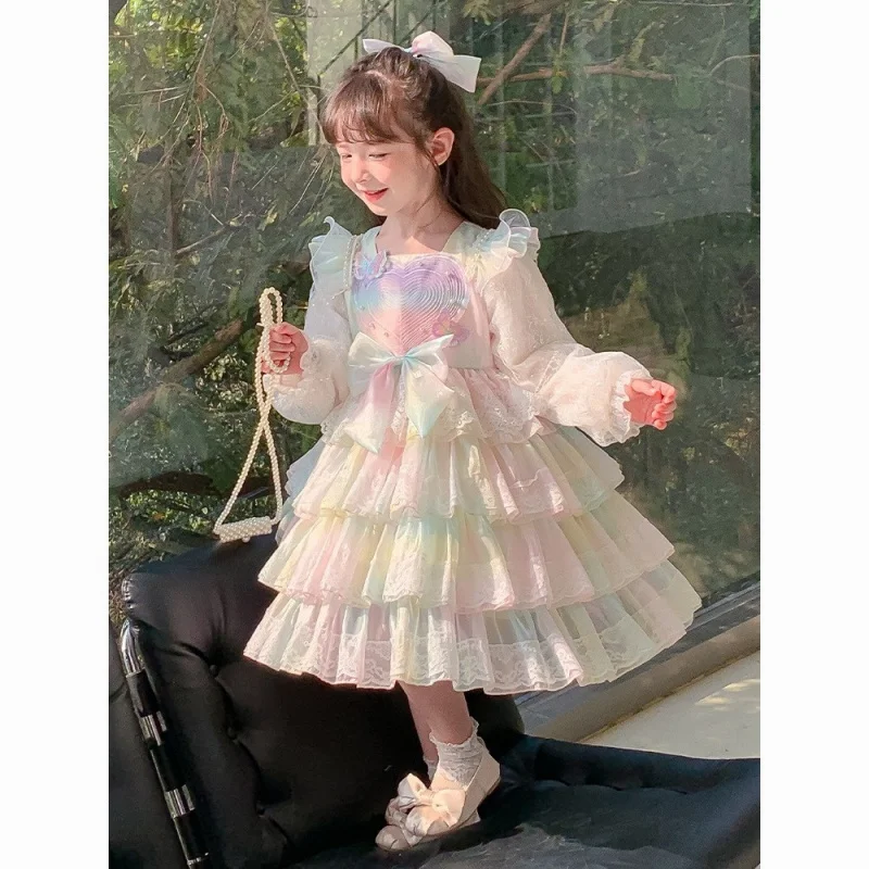 

24New Dress Children's Western Style Autumn and Winter Princess Wedding Clothes Baby Luminous Cake Pettiskirt