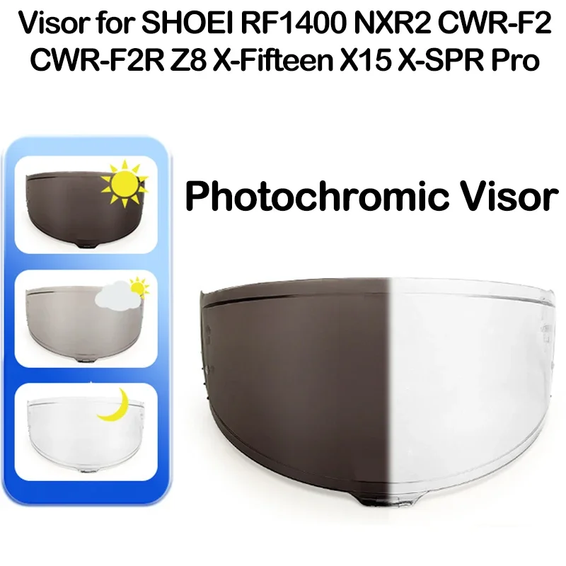 

Photochromic Visor for SHOEI RF1400 RF-1400 NXR2 CWR-F2 Z8 CWR-F2R X15 X-15 X-Fifteen X-SPR Pro Autochromic Lenses Helmet Shield